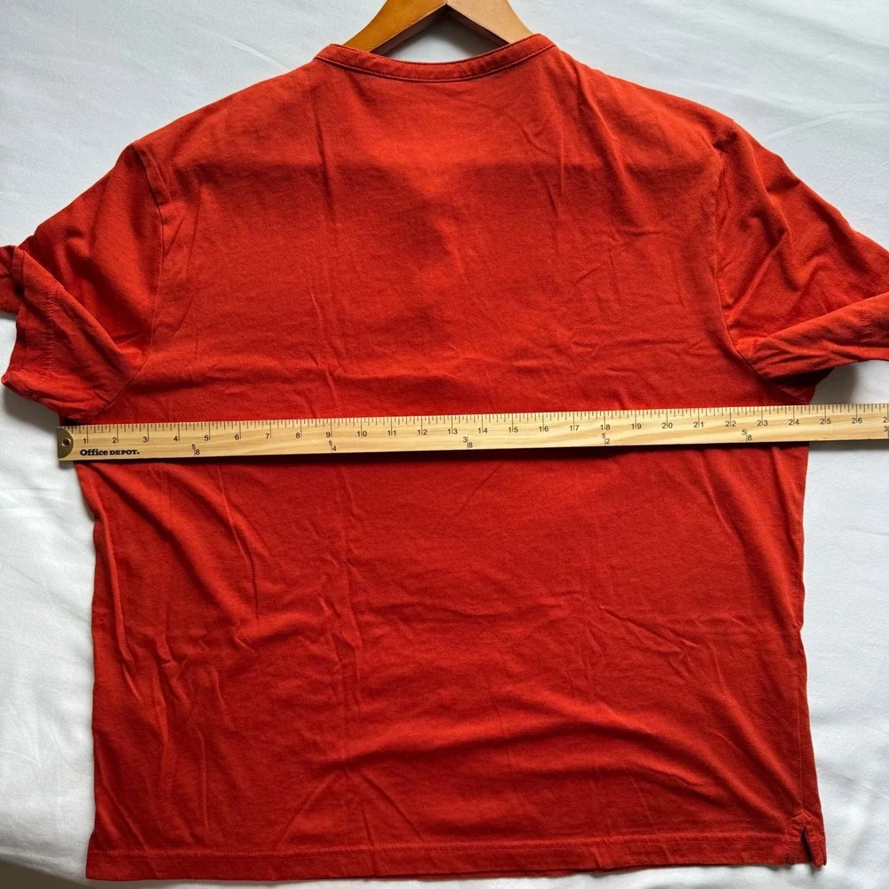 Banana Republic Mens Premium Wash Henley Shirt Orange Lava XL 797991-03